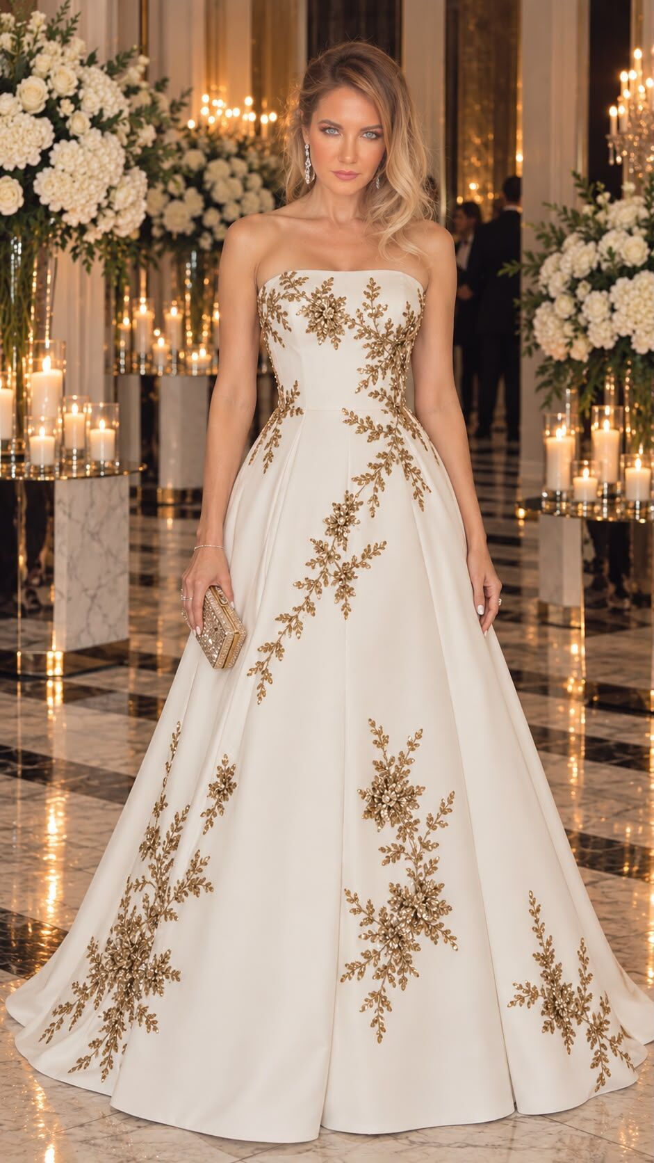 Golden Petals Dress Gown